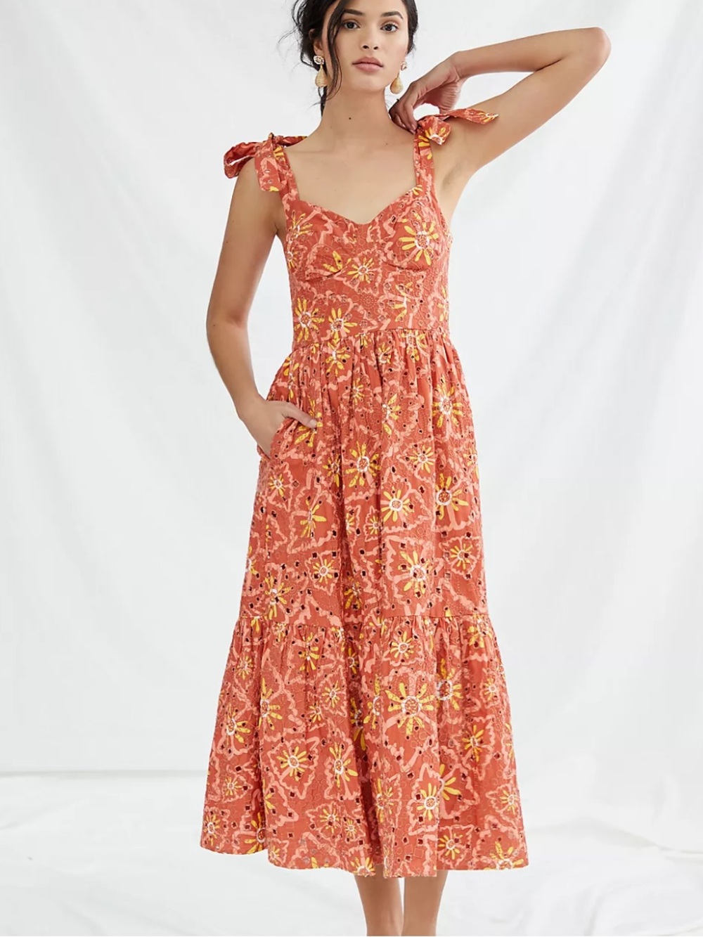 Amber Eyelet Midi Dress by Atelier 1756 from Anthropologie, Size S